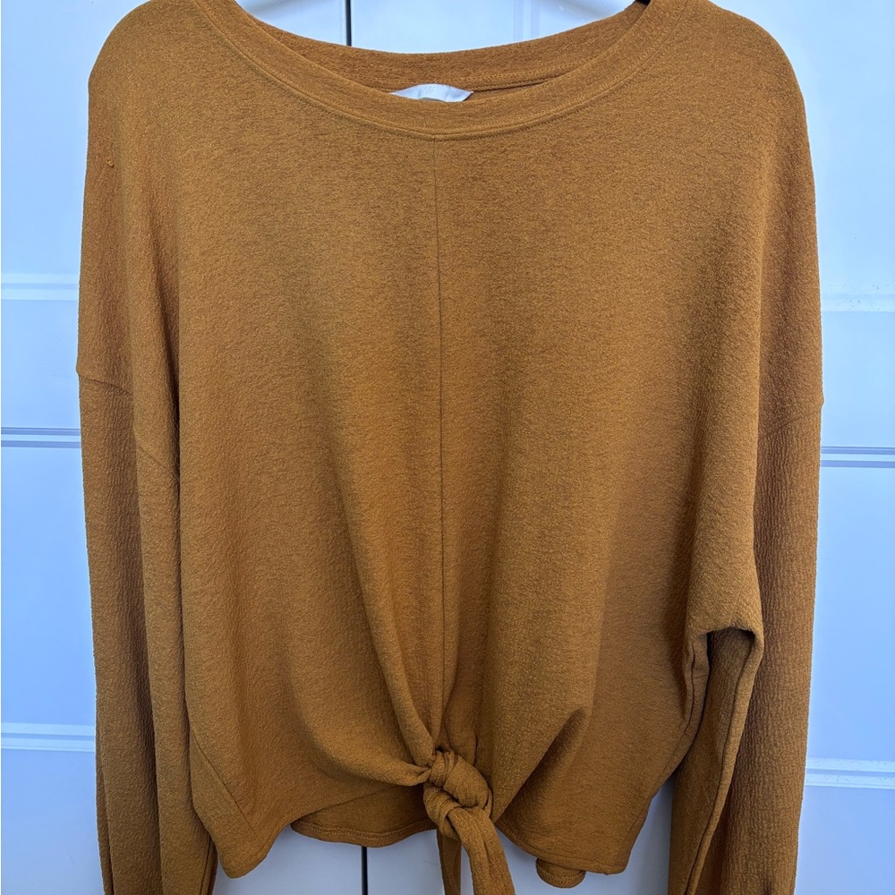 H&M Mustard Tie-Front Blouse